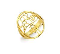 UNIFT - Bague Hébraïque Chai Étoile de David pour Femmes et Hommes en Acier Inoxydable, Symbole du Judaïsme, Représentation de la Vie, Bague de Lettre, Bague de Prière, Cadeau de Pessa'h (or, 19)'