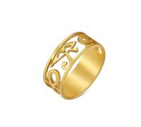 UNIFT Bague œil d'Horus Ankh pour homme et femme en acier inoxydable avec croix égyptienne antique, bijou de protection, 8, Acier inoxydable, Aucune pierre précieuse