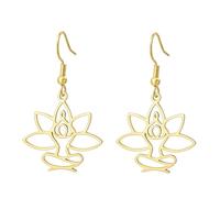 UNIFT Boucles d'oreilles de méditation en forme de lotus pour femme en acier inoxydable Symbole spirituel Om Yoga creux Hindou Yoga Bijoux Amulette inspirante Cadeau, One Size, Acier inoxydable, Pas