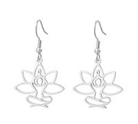 UNIFT Boucles d'oreilles de méditation en forme de lotus pour femme en acier inoxydable Symbole spirituel Om Yoga creux Hindou Yoga Bijoux Amulette inspirante Cadeau, One Size, Acier inoxydable, Pas