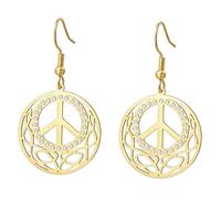 UNIFT Boucles d'oreilles en acier inoxydable avec signe de paix pour femme - Accessoires hippie et costume hippie - Cadeau d'anniversaire et d'anniversaire de mariage, one size, Acier inoxydable, Pas