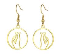 UNIFT Boucles d'oreilles en acier inoxydable pour femme - En forme de main - Avec cœur et inscription « I Love You » - OK/Thumbs Up - Bijoux punk rock, taille unique, Acier inoxydable, Pas de gemme