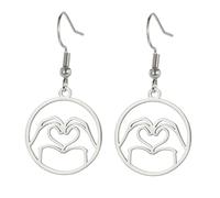 UNIFT Boucles d'oreilles en acier inoxydable pour femme - En forme de main - Avec cœur et inscription « I Love You » - OK/Thumbs Up - Bijoux punk rock, One Size, Acier inoxydable, Pas de gemme