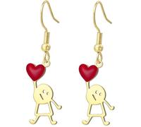 UNIFT Boucles d'oreilles homme avec cœur rouge pour femme en acier inoxydable sentimental « I Bring My Heart to You » - Cadeau romantique pour la Saint-Valentin ou un anniversaire de mariage