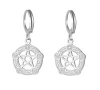 UNIFT Boucles d'oreilles pentagramme celtique pour femmes en acier inoxydable, pendentif pentagramme gothique sorcellerie, cadeaux d'anniversaire pour vos proches et vos amis (argent 2)