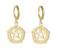 UNIFT Boucles d'oreilles pentagramme celtique pour femmes en acier inoxydable, pendentif pentagramme gothique sorcellerie, cadeaux d'anniversaire pour vos proches et vos amis (or 2)