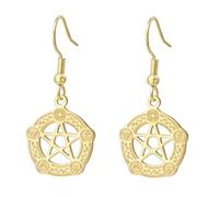 UNIFT Boucles d'oreilles pentagramme celtique pour femmes en acier inoxydable, pendentif pentagramme gothique sorcellerie, cadeaux d'anniversaire pour vos proches et vos amis (or 1)