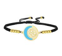 unift Bracelet Croissant de Lune et Soleil pour Femme en Acier Inoxydable avec Pendentif Pentagramme Surnaturel - Cadeau d'Anniversaire (or-B)