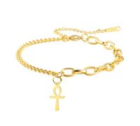 unift Bracelet Croix Ankh pour les femmes Fille Acier Inoxydable yptienne de la taille Bracelet Croix Cheville Mode Charm Ankh Croix Amulette Bijoux, Taglia unica, Acier inoxydable, Pas de gemme