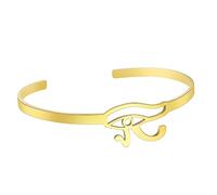 UNIFT Bracelet jonc œil d'Horus pour femme en acier inoxydable chic simple égyptien œil d'Horus Ankh ouvert Bracelet de protection amulette, 8.68 inches, Acier inoxydable, Pas de gemme