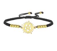 UNIFT Bracelet pentagramme soleil pour femmes et hommes en acier inoxydable creux en super naturel double corde bracelet breloques bracelet Wicca bijoux cadeaux, Eine Größe, Acier inoxydable, Pas de