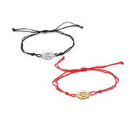 unift Bracelet Pentagramme Soleil pour Homme et Femme en Acier Inoxydable Creux Surnaturel Double Corde Bracelet Breloques Wicca (Argent + Or)