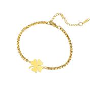 unift Bracelet Trèfle à Quatre Feuilles pour Femmes en Acier Inoxydable Trèfle Chanceux Bracelets Réglables Bijoux Irlandais Cadeaux pour la Fête de la Saint-Patrick (Or 3)