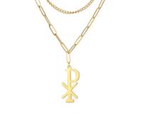 UNIFT Chi Rho Collier christogramme croix pour homme et femme en acier inoxydable Nom de Jésus-Christ Alpha Omega Symbole sacramentel IXCI NIKA Collier Pendentif Collier religieux Amulette chrétienne,