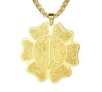 unift Collier Allah Islamique pour Femmes Hommes Acier Inoxydable Collier pendentif en forme de pétale Allah Musulman Arabe Bijoux Religieux Islam Cadeaux Eid Ramadan (Or)