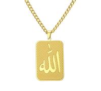 UNIFT Collier Allah pour homme et femme en acier inoxydable avec pendentif carré musulman Coran Allah - Bijoux religieux islamiques - Cadeau pour l'Aïd et le Ramadan, Acier inoxydable