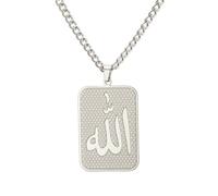 UNIFT Collier Allah pour homme et femme en acier inoxydable avec pendentif carré musulman Coran Allah - Bijoux religieux islamiques - Cadeau pour l'Aïd et le Ramadan, Acier inoxydable, Pas de gemme