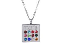 unift Collier avec pendentif en forme de 12 tribus d'Israël pour femme en acier inoxydable avec inscription hébraïque 12 tribus d'Israël - Amulette judaïque, Acier inoxydable (Argent)