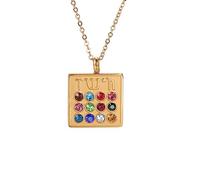 unift Collier avec pendentif en forme de 12 tribus d'Israël pour femme en acier inoxydable avec inscription hébraïque 12 tribus d'Israël - Amulette judaïque, Acier inoxydable (Or)