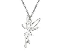 UNIFT Collier avec pendentif en silhouette de fée Clochette Pixie pour femmes et filles, en acier inoxydable, ange magique féérique exquis, bijou cadeau, Acier inoxydable