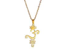 UNIFT Collier avec pendentif fleur de lotus pour femme en acier inoxydable chic Aum Om Ohm Ohm Lotus Méditation Bijoux Cadeau, Acier inoxydable