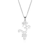 UNIFT Collier avec pendentif fleur de lotus pour femme en acier inoxydable chic Aum Om Ohm Ohm Lotus Méditation Bijoux Cadeau, Acier inoxydable, Pas de gemme