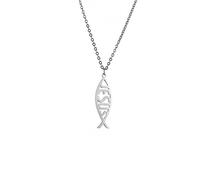 UNIFT Collier avec pendentif Jésus poisson en acier inoxydable pour femme - Symbole de foi chrétienne - Bijou religieux - Cadeau inspirant, Acier inoxydable, Pas de gemme