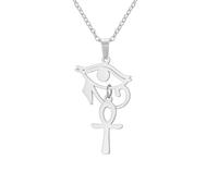 unift Collier avec pendentif Oeil d'Horus Ankh pour Femmes Hommes Acier inoxydable Égyptien Antique Oeil d'Horus avec le signe de la vie égyptien Ankh Croix | Pendentif Double Aile Collier Amulette