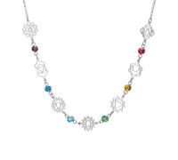 UNIFT Collier chakra pour femme en acier inoxydable 7 chakras avec cristaux colorés/design géométrique, cadeau de méditation pour les chercheurs spirituels, Adjustable, Acier inoxydable, Pas de gemme