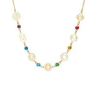 UNIFT Collier chakra pour femme en acier inoxydable 7 chakras avec cristaux colorés/design géométrique, cadeau de méditation pour les chercheurs spirituels, Adjustable, Acier inoxydable, Pas de gemme