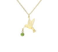 UNIFT Collier colibri pour femme en acier inoxydable avec pendentif oiseau délicat avec cristal vert inspiré de la nature, cadeau d'anniversaire de Noël pour votre bien-aimé, Adjustable, Acier