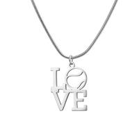 unift Collier d'amour de Baseball pour Femmes Hommes en Acier Inoxydable Simple Élégant Baseball avec des Lettres D'amour Collier Pendentif Bijoux Sport Lover Cadeaux, Taglia unica, Acier inoxydable