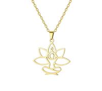 UNIFT Collier de méditation lotus pour femme en acier inoxydable symbole spirituel Om Yoga creux Hindou Yoga Bijoux amulette inspirante Cadeau, Adjustable, Acier inoxydable, Pas de gemme