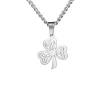 unift Collier de noeuds celtiques trèfle pour femmes hommes symbole irlandais chanceux Shamrock avec pendentif celtique Trinity Collier amulette bijoux cadeaux de la Saint Patrick, taglia unica, Acier