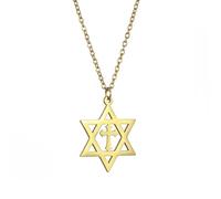 unift Collier étoile de David pour Femme en Acier Inoxydable avec Pendentif Hexagonal Juif Classique avec Pendentif Croix Isael Jewelry Amulette Religieus (Or)