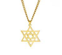 unift Collier étoile de David pour Femme en Acier Inoxydable avec Pendentif Hexagonal Juif Classique avec Pendentif Croix Isael Jewelry Amulette Religieus (Or 1)