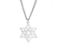 unift Collier étoile de David pour Femme en Acier Inoxydable avec Pendentif Hexagonal Juif Classique avec Pendentif Croix Isael Jewelry Amulette Religieus (Argent 1)