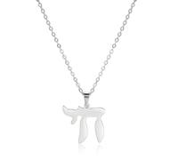 unift Collier Hébreu Chai pour Femmes en Acier Inoxydable Collier à Pendentifs Hébreu Classique avec la Lettre Chai Signe de Vie Bijoux Juifs Religieux (Argent)