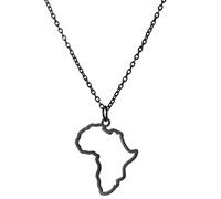 unift Collier Pendentif Carte pour Femmes Hommes en Acier Inoxydable Personnalisé Minimaliste Pendentif à Breloque évidée avec Contour de Carte d'Afrique Colliers Bijoux (Noir)