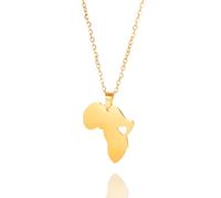 unift Collier Pendentif Carte pour Femmes Hommes en Acier Inoxydable Personnalisé Minimaliste Pendentif à Breloque évidée avec Contour de Carte d'Afrique Colliers Bijoux (Or 8)