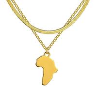unift Collier Pendentif Carte pour Femmes Hommes en Acier Inoxydable Personnalisé Minimaliste Pendentif à Breloque évidée avec Contour de Carte d'Afrique Colliers Bijoux (Or)