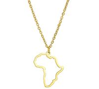 unift Collier Pendentif Carte pour Femmes Hommes en Acier Inoxydable Personnalisé Minimaliste Pendentif à Breloque évidée avec Contour de Carte d'Afrique Colliers Bijoux (Or 3)