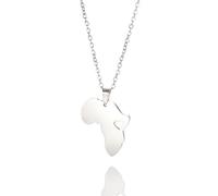 unift Collier Pendentif Carte pour Femmes Hommes en Acier Inoxydable Personnalisé Minimaliste Pendentif à Breloque évidée avec Contour de Carte d'Afrique Colliers Bijoux (Argent 8)