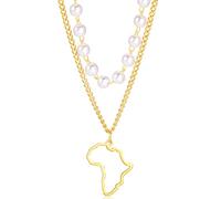 unift Collier Pendentif Carte pour Femmes Hommes en Acier Inoxydable Personnalisé Minimaliste Pendentif à Breloque évidée avec Contour de Carte d'Afrique Colliers Bijoux (Or 1)