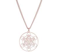 unift Collier Pendentif Cube De Metatron Pour Hommes Femmes En Acier Inoxydable Style Géométrique évider Sceaux D'archange Collier Guérison Spirituelle Talisman Bijoux (or rose)