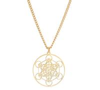 unift Collier Pendentif Cube De Metatron Pour Hommes Femmes En Acier Inoxydable Style Géométrique évider Sceaux D'archange Collier Guérison Spirituelle Talisman Bijoux (or 2)