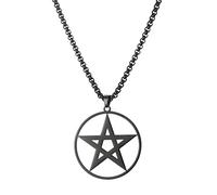 unift Collier pentagramme pour homme et femme, en acier inoxydable, collier pentacle ajouré, amulette tendance satanisme, sorcellerie, bijoux païens, Acier inoxydable, Pas de gemme