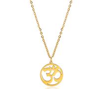 unift Collier Pour Femme - Aum Om Ohm Symbole Sanskrit Pendentif Rond Perlé Double Couche Collier, Hindouisme Yoga Sanskrit Personnalisé Amulette Collier Bijoux