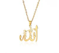 UNIFT Colliers islamiques musulmans Allah superposés pour femme en acier inoxydable Charm goutte d'eau en forme de cœur Allah Collier double couche Bijoux islamiques, One Size, Acier inoxydable, Pas