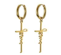 unift Croix Jésus Boucles D'oreilles Pour Femmes Hommes En Acier Inoxydable De Mode Dainty Jésus Croix Pendentif Clip Sur Hoop Boucles D'oreilles Foi Chrétienne Bijoux Cadeau Pour Les Filles (gold)